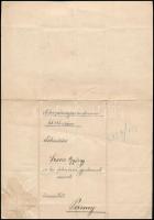 1913 Budapest, kataszteri mérnöki kinevezés Szova György pozsonyi felmérési gyakornok részére, Teles...