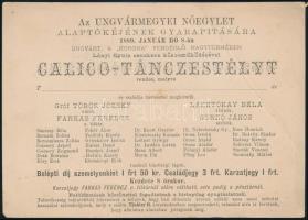 1889 Az Ungvármegyei Nőegylet meghívója Calico táncestélyre. Törésnyommal 18x13 cm