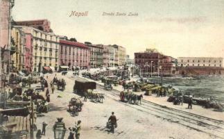 Napoli, Naples; Strada Santa Lucia / street view, market, quay. Paul Trabert