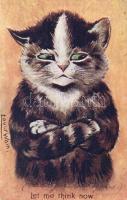 Let me think now. / Cat art postcard. C.W. Faulkner & Co. No. 453 A. s: Louis Wain (fl)