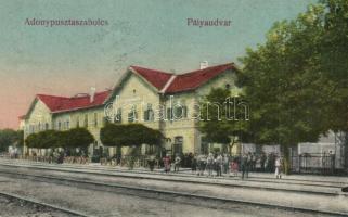 1922 Adony-Pusztaszabolcs, Vasútállomás. Hangya kiadása / Bahnhof / railway station