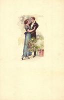 Gentleman and lady, romantic couple. Italian art deco art postcard. Anna & Gasparini 225M-3. s: T. Corbella