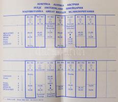 1960 Malév nyári menetrendfüzet, árakkal, időpontokkal