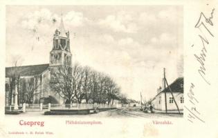 1904 Csepreg, Plébániatemplom, városháza (kis szakadás / small tear)