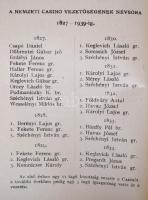 1940 Nemzeti Casino évkönyve. 1940. 113. évf. A Nemzeti Casino szabályai és tagjainak névsora. Bp.,1...