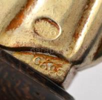 cca 1930 Szent István szobor. Ezüstözött fém, ébenfa talpon. Gács jelzéssel. Ludvig Bp. gyártói jelz...