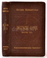 Meyers Reisebücher: Deutsche Alpen, Erster Teil. Leipzig und Wien 1910. 384+64p. Aranyozott egészvászon kötésben. Térképekkel