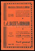 1939 E.&L. Basset & Broggio lámpák, edények, háztartási eszközök katalógusa. Sorszámozott. 144p. / Kitchenware catalogue Numbered.