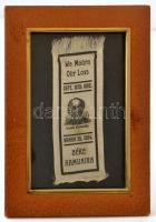 1894 Kossuth Lajos (1802-1894) selyem temetési sírszalag darabja. Angol és magyar nyelven. Üvegezett...