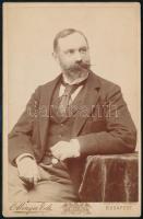 cca 1895 Dessewffy Arisztid (1854-1922) képviselőházi háznagyi titkár, politikai író, keményhátú fotó Ellinger Ede budapesti műterméből, hátoldalon feliratozva, 16,5×10,5 cm