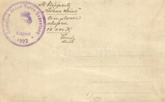 1922 Budapest XIX. Kispest, Az építendő Jézus-Szíve templom helyét jelző kereszt felszentelési ünnep...