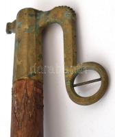 XX. sz eleje. Juhász- vagy pásztorbot réz akasztós véggel 165 cm