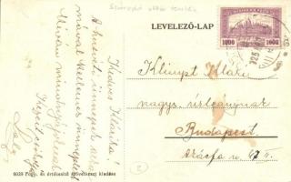 1925 Domoszló, Római katolikus iskola és paplak, száradó lepedők a hídon