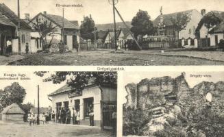 1928 Drégelypalánk, Fő utca, Drégely vára, Szentháromság szobor, Hangya fogyasztási és értékesítő szövetkezet és saját kiadása