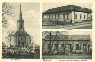 1932 Gyömrő, Református templom, Községháza, Hangya fogyasztási szövetkezet üzlete és saját kiadása