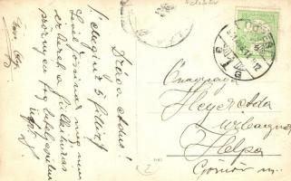 1911 Felsőgöd (Göd), füstölgő gőzmozdony a patak feletti vasúti kőhídon. photo (EK)