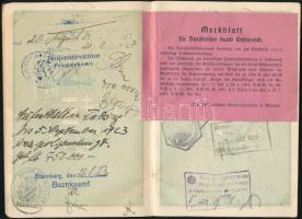 1923 Magyar királyság útlevele, Dr. Jetts Gyula ügyvéd részére, német és osztrák bejegyzésekkel, ben...