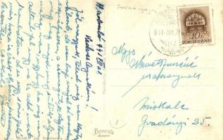 1941 Hajdúszoboszló, Rákóczi út, zsinagóga, városháza. Dávidovits Áruháza kiadása (EK)