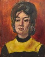 Chovan Lóránt (1913-2007): Női portré. Olaj, farost, jelzett, keretben, 50×40 cm