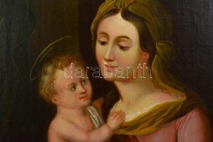 cca 1800 Jelzés nélkül: Mária a kis Jézussal. Olaj, vászon, restaurált, kereteben, 50×40 cm