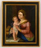 cca 1800 Jelzés nélkül: Mária a kis Jézussal. Olaj, vászon, restaurált, kereteben, 50×40 cm