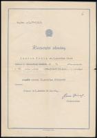 1945-1951 Lukács Tekla (1926-?) rendőrirodai alhadnagy kinevezési okmányai, köztük Nagy Imre belügym...