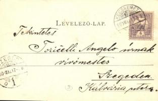 1900 Kecskemét, Honvéd huszár laktanya. Schwartz Soma kiadása