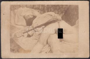 cca 1870 Pornó kép, keményhátú fotó, 6,5×10 cm