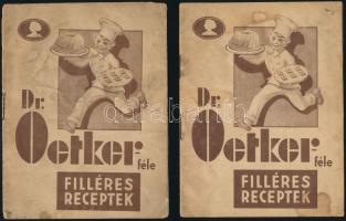 2 db Dr. Oetker-féle filléres receptek. Bp., Révai-Kunossy, 16 p., az egyik foltos