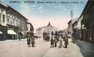 Újvidék, Novi Sad; Kralja Petra ulica / utcarészlet, villamos / street, tram