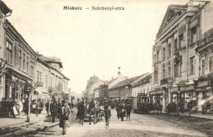 Miskolc, Széchenyi utca, villamos, Salgó Ármin és Weitzenfeld üzlete