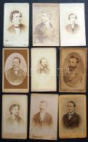 1860-80 Régi fényképek: férfi arc- és mellképek (9db)