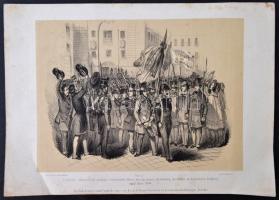 1848 március 13. A Bécsi forradalom kitörése. F. Kollarz lithográfiája. / 1848 The revolution in Vie...