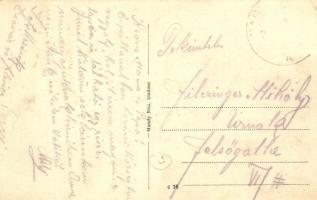 Nagykovácsi, Községháza, Hősök szobra, automobil, Mandy Béla vegyeskereskedése és saját kiadása (EK)