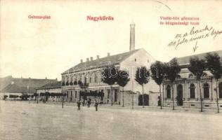 1913 Nagykőrös, gabona piac, Vladár-féle gőzmalom, közgazdasági bank. Bazsó Lajos kiadása
