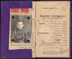 1931-1944 Kakasd, fényképes szolgálati cselédkönyv, számos bejegyzéssel, a szekszárdi rendőrkapitány...