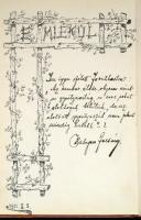 1906-1911 Emlékkönyv, bejegyzésekkel, rajzokkal, szecessziós bőr noteszben, kissé kopott borítóval, ...