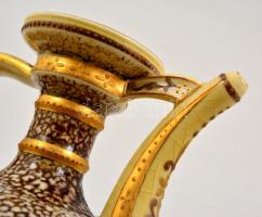 cca 1890 Zsolnay díszkancsó, tiger mázas, kézzel festett, elmosódott márka jelzéssel, formaszám:763,...