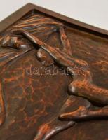 J.Wechter jelzéssel: Art deco táncoló akt, Faragott fa dombormű (falikép), 36×26 cm (42×32cm)