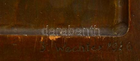 J.Wechter jelzéssel: Art deco táncoló akt, Faragott fa dombormű (falikép), 36×26 cm (42×32cm)