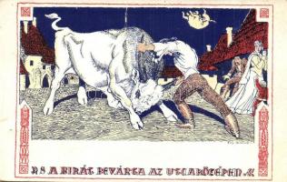 Fáy Aladár iparrajziskolai tanár rajzsorozata Arany János "Toldi"-jához - 12 darabos képes...