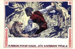 Fáy Aladár iparrajziskolai tanár rajzsorozata Arany János "Toldi"-jához - 12 darabos képes...