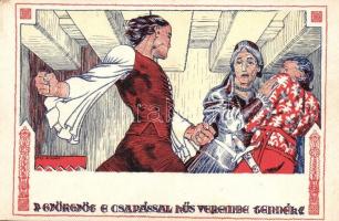 Fáy Aladár iparrajziskolai tanár rajzsorozata Arany János "Toldi"-jához - 12 darabos képes...