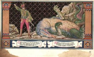 Budapest V. Egyetem utca 5. Erzsébet Királyné Szálló étterem és söröző pince, Sándor Béla falfestmén...