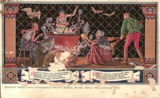 Budapest V. Egyetem utca 5. Erzsébet Királyné Szálló étterem és söröző pince, Sándor Béla falfestmén...