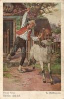18 db RÉGI művészlap: Grimm Testvérek meséi, vegyes minőségben / 18 pre-1945 art postcards, Brother Grimms tales, artist signed, mixed quality