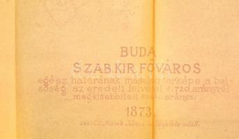 1951 Buda Szabad Királyi város térképe, rajzolta Horler Ferenc 1873-as eredeti nyomán, 70x145 cm.