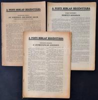 cca 1920-1940 Pesti Hirlap regénytárának 3 műve (Jennifer Ames, Garai Norbert, Peterdy Sándor), borítók nélkül, kettő utólagos összetűzéssel.