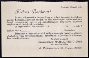 cca 1930 Holicsi lovassági tisztiiskolát végzett bajtársak részére szóló megcímzett névre szóló megh...