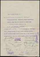 1932 Politzer Adolf (c.1863 - 1932) könyvkereskedő halálozási értesítője a többi könyvkereskedő és antikvárius részére. A levélen az össze kartárs pecsétjével és aláírásaival